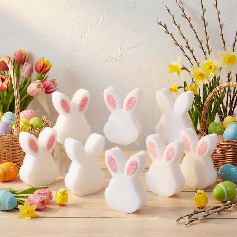 Tioncy 12 Pack Pink Easter Bunny Kitchen Sponges Bulk Dual Sided Scrubber Sponges Dishwashing Kitchen Cleaning Accessories for Household Supplies - Image 1
